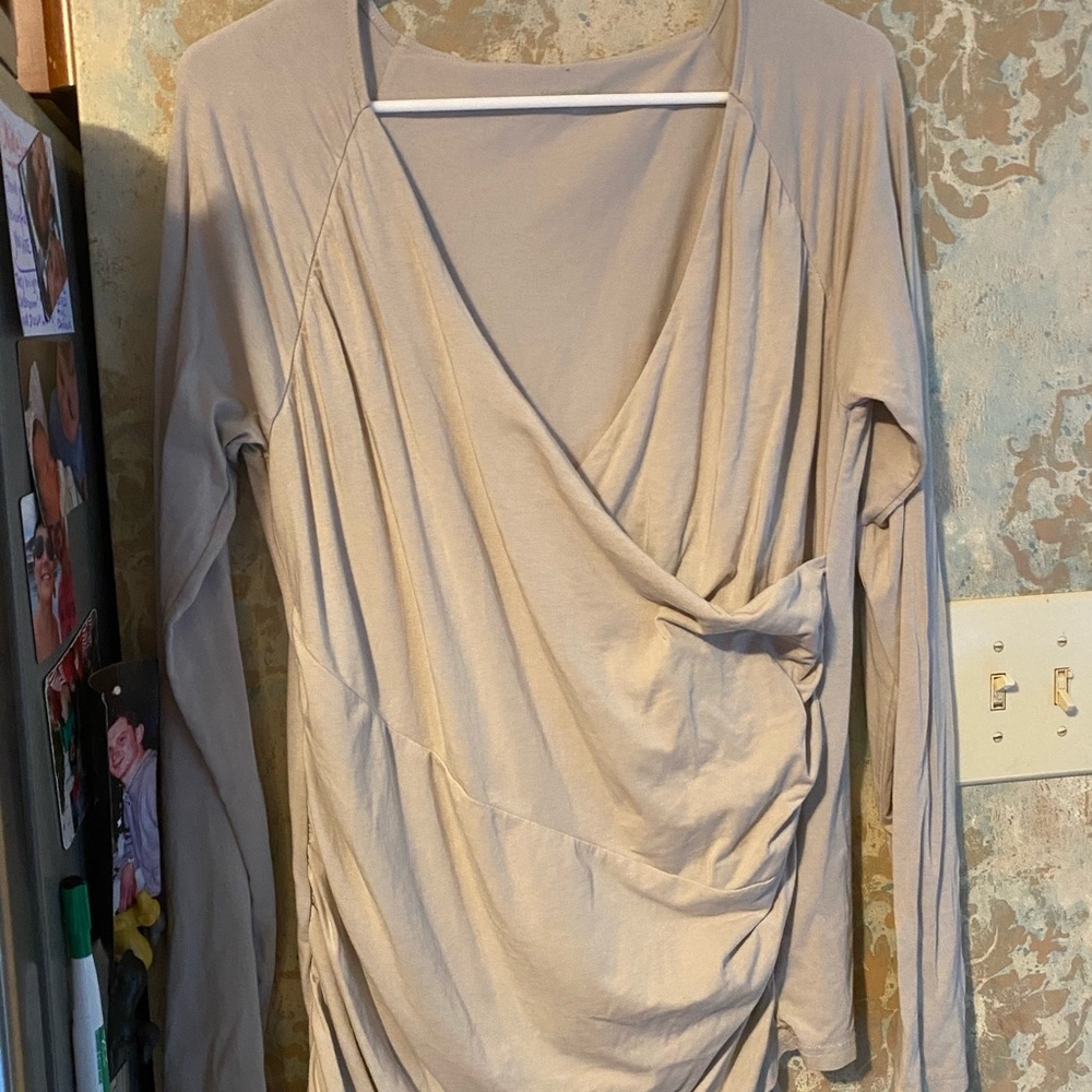 Garnet hill gray wrap top.   Size large.